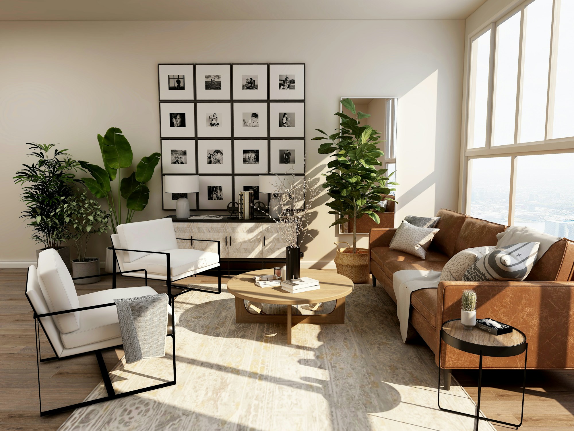 Lyst og rent skandinavisk hjem med naturlige materialer